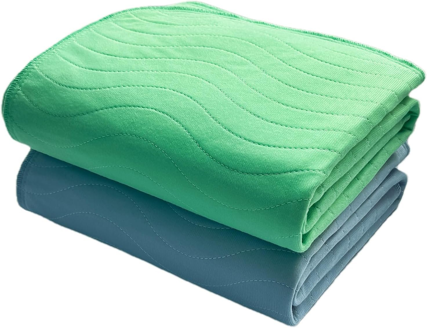 Premium Soft Mattress Protector 18″ x 24″ (Pack of 2) – Highly Absorbent Incontinence Bed Pads for Bedwetting – Waterproof Washable Bed Pads for Kids & Seniors – 1 Green & 1 Blue Reusable Underpads