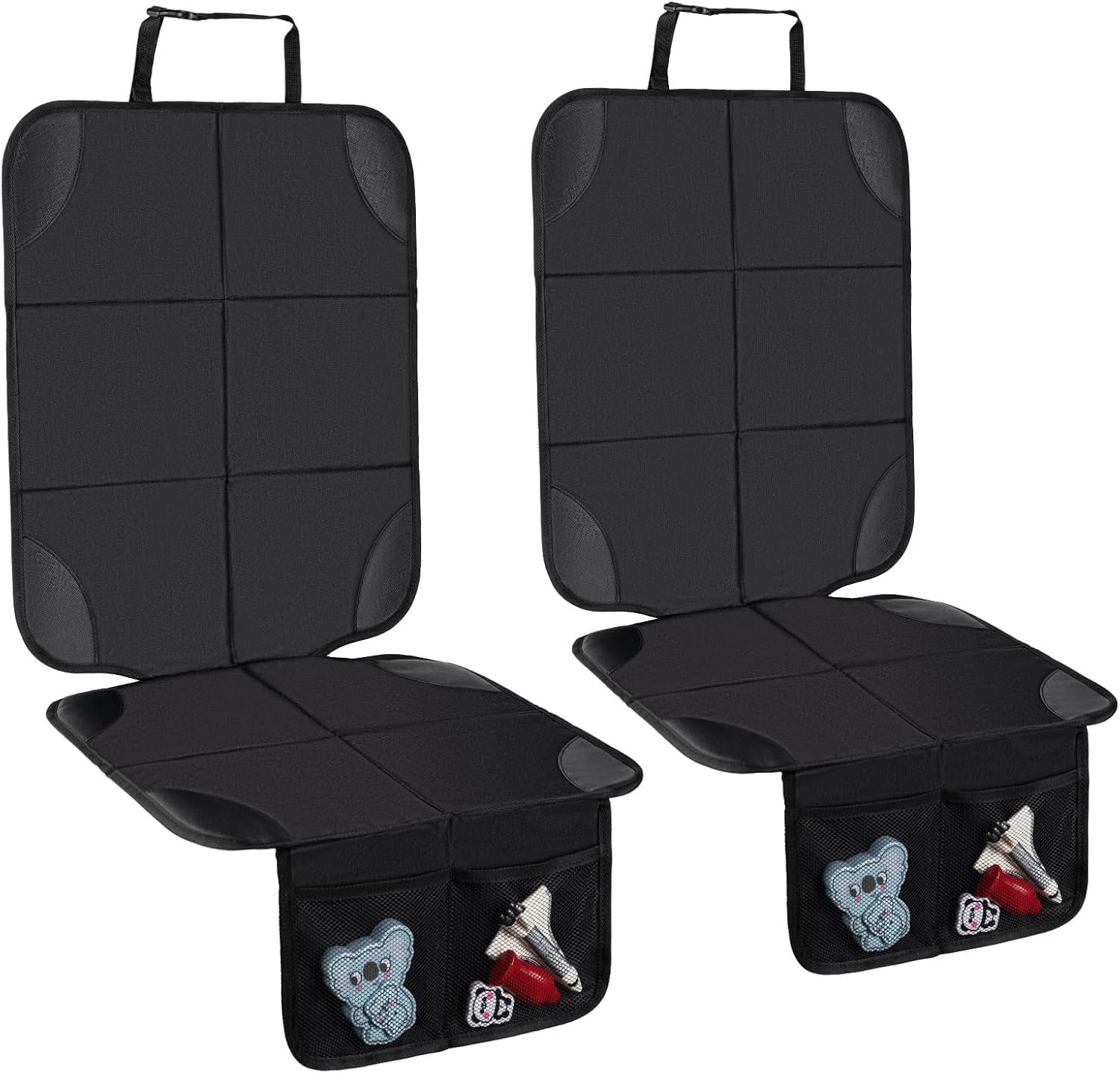 Husfunov Car Seat Protector,2Pack Car Seat Cushion,with Thickest Padding and Non-Slip Backing,Waterproof 600D Fabric Car Seat Covers with Storage Pockets for Baby for Baby、Pet and All Types of Cars