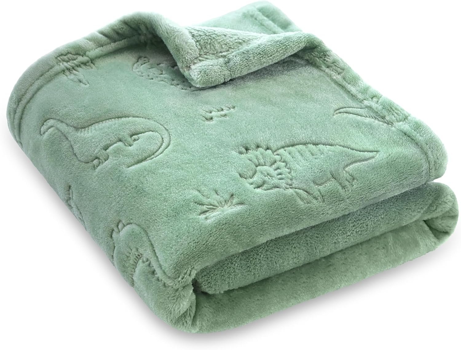 BORITAR Baby Blanket for Boys Girls, Ultra Soft Warm 3D Animal Print Blanket for Newborn Infant Toddler, Fleece Fluffy Blanket for Crib, Stroller (30×40 Inches, Sage Green)