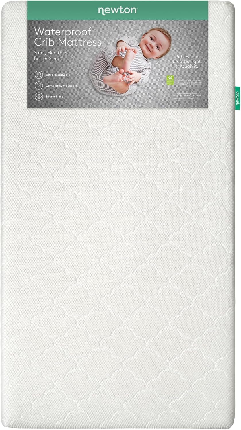 Newton Baby Waterproof Crib Mattress and Toddler Bed – Ultra-Breathable Proven to Reduce Suffocation Risk, Washable Core & Cover, All-Stages, Infant to Toddler, Deluxe 5.5″ Thick – White