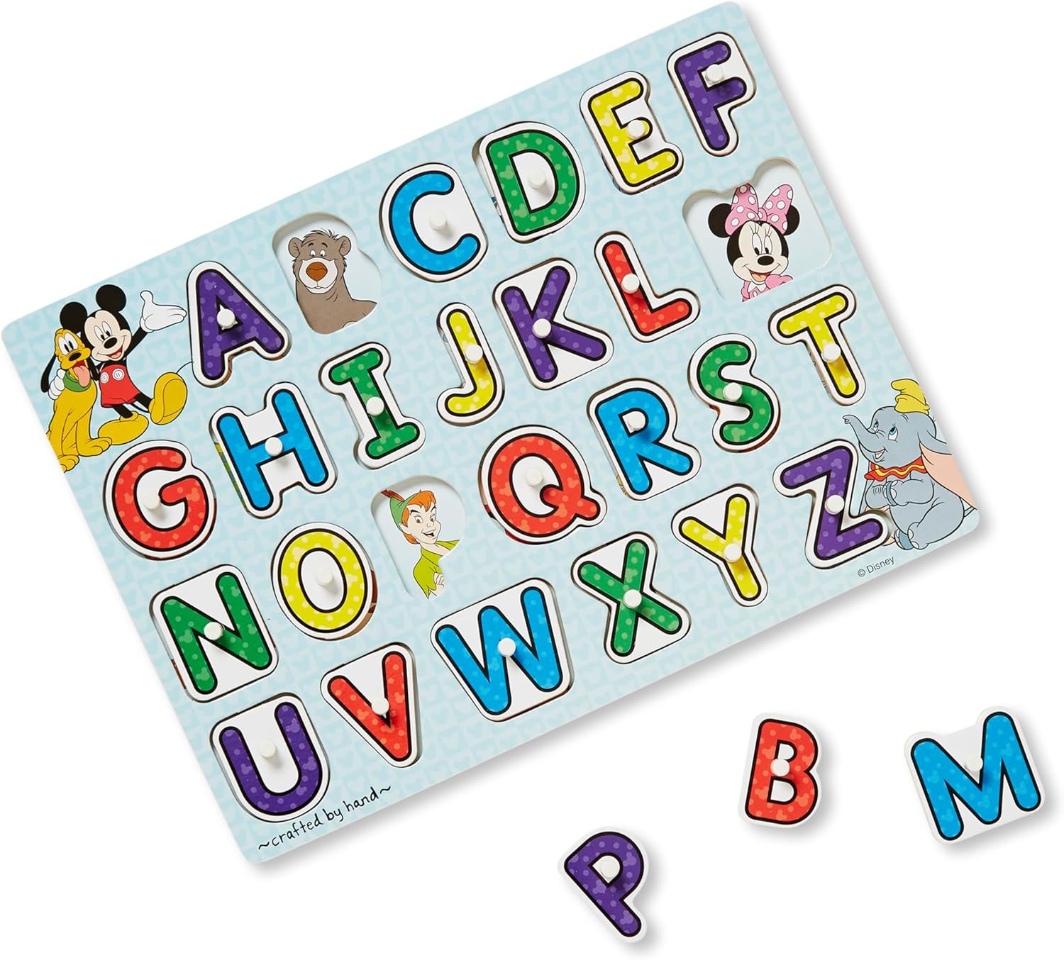 Melissa & Doug Disney Classics Alphabet Wooden Peg Puzzle (26 pcs)