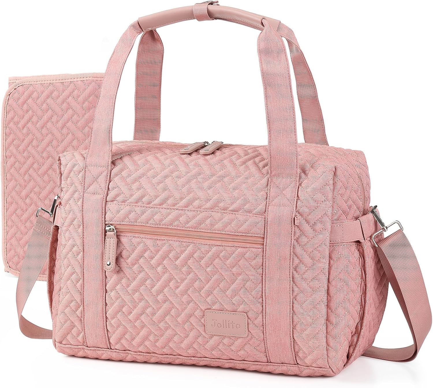 JOLLITO Diaper Bag Tote, Large Capacity Travel Diaper Bags With Changing Pad, Hospital Bag For Labor Delivery, Baby Bag