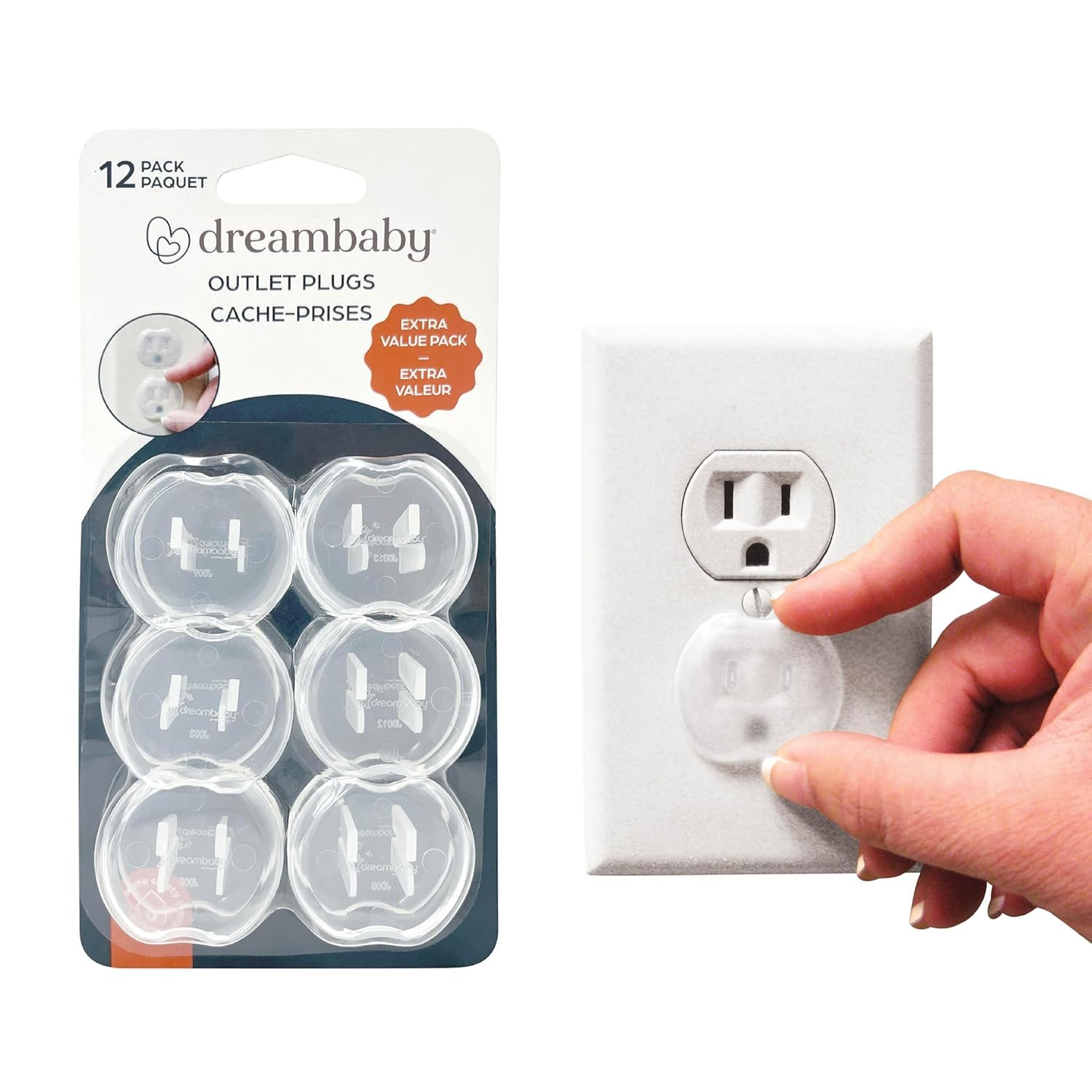 Dreambaby Plastic Baby Safety Outlet Plug Covers – 12 Pack – Outlet Covers Baby Proofing