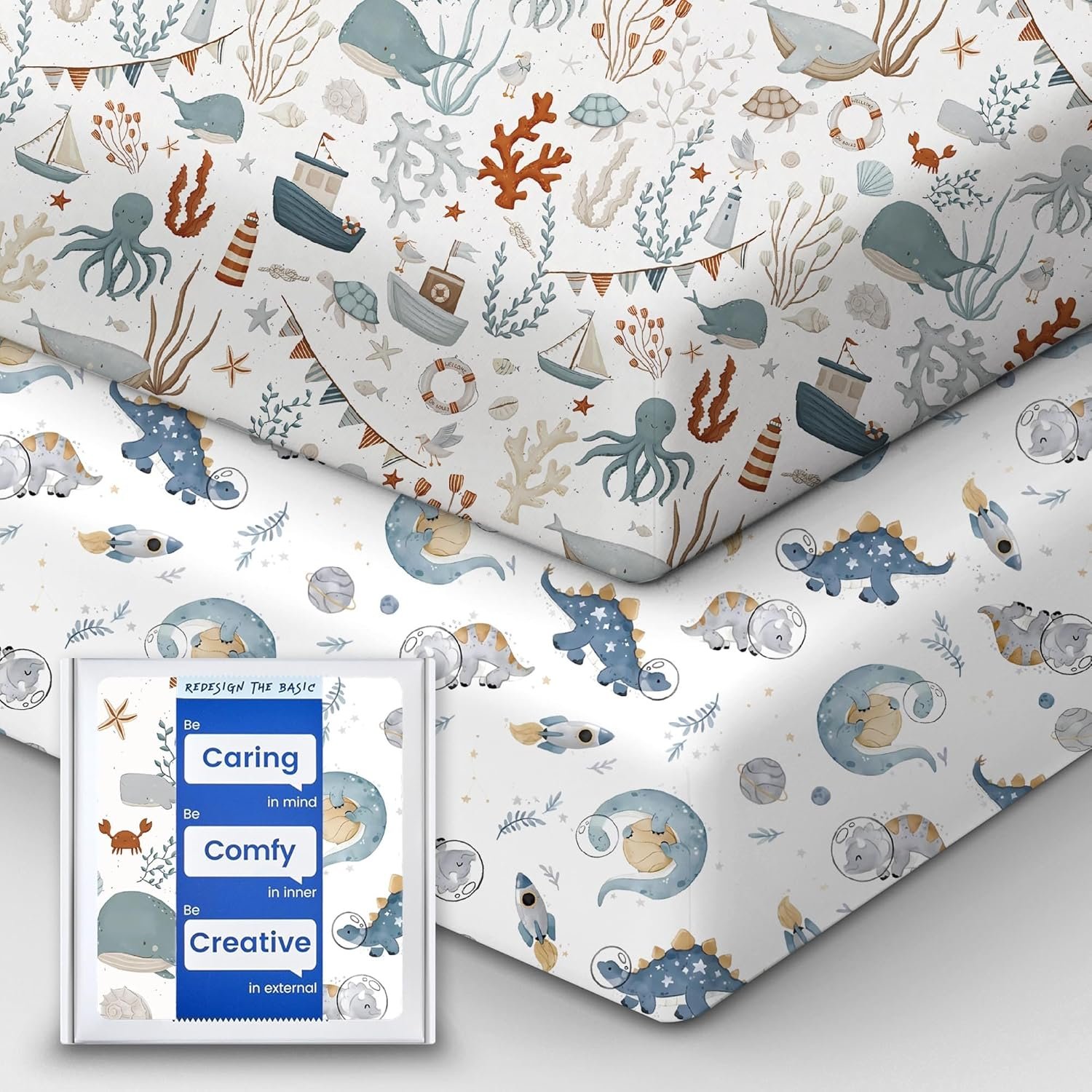 Baby Crib Sheets Boy Girl for Standard Crib Mattress – Ultra Soft Jersey Knit Neutral Crib Mattress Sheet, Safe and Snug, Durable, Stylish Crib Sheet Fitted, 28”x52”x9” Extra Deep Pocket