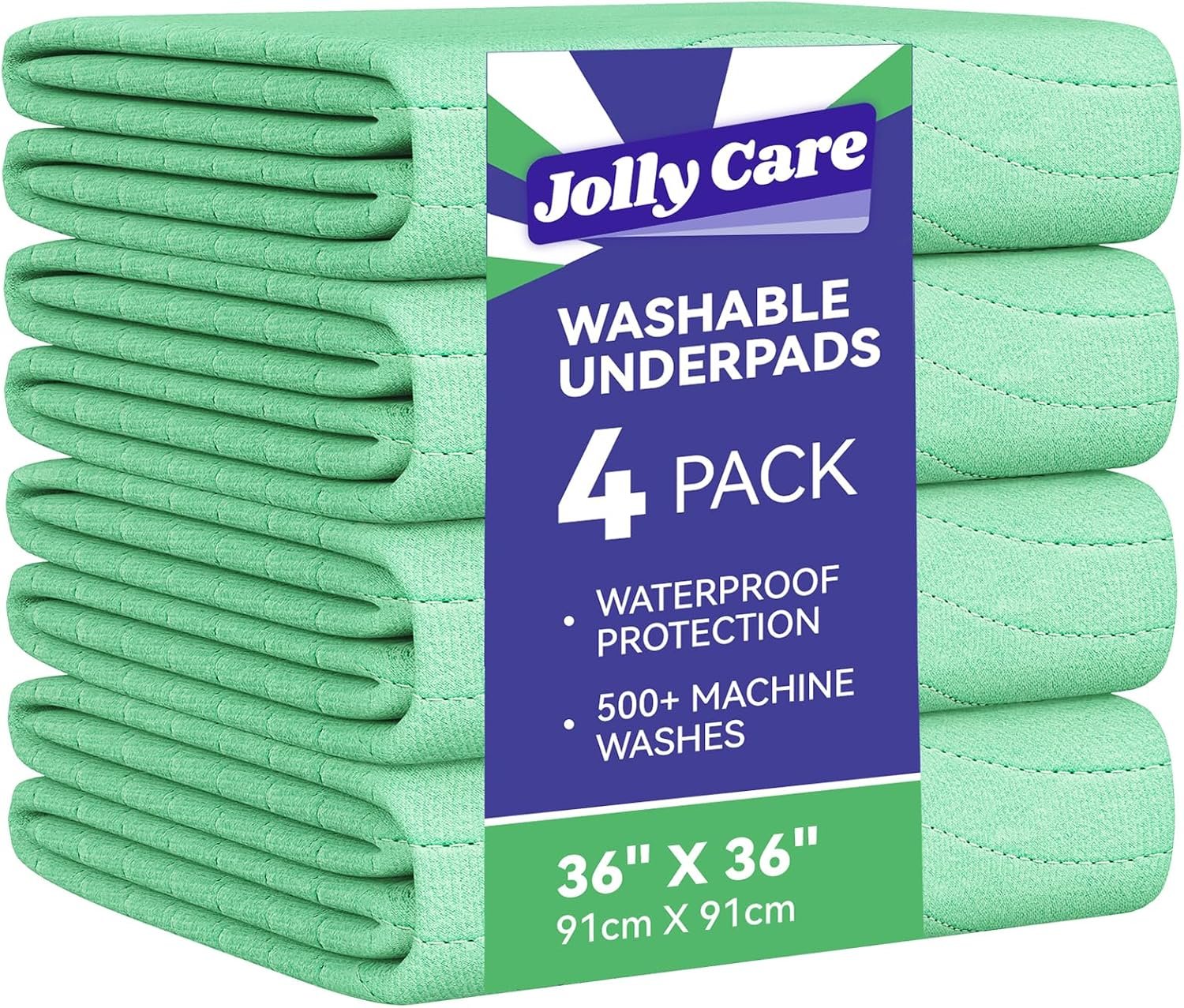 Washable Underpads Waterproof, 4 Pack 36″ x36” Heavy Absorbency Incontinence Bed Pads, Bed Wetting Pads for Adults, Elderly, Kids and Pets, Soft Reusable Changing Pads for Bed