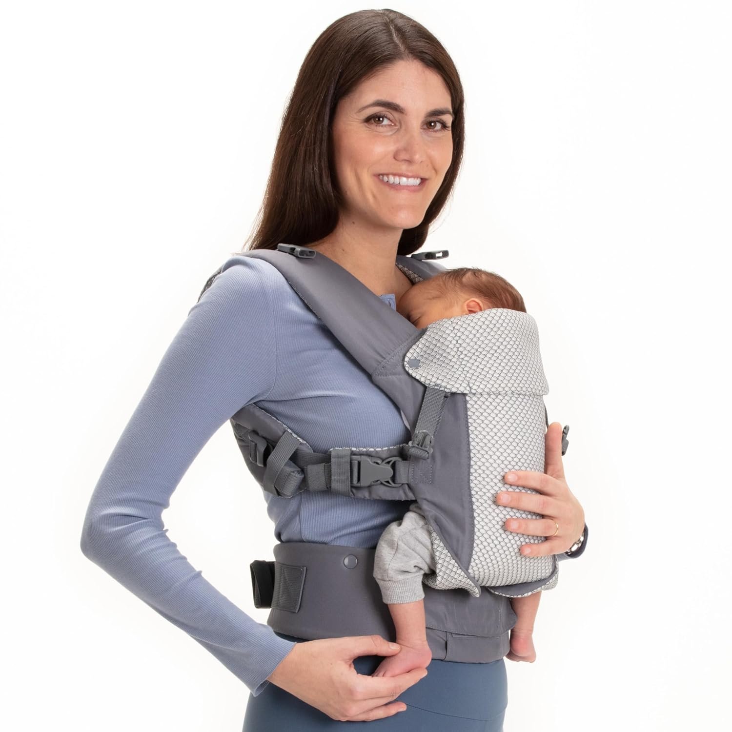 Beco Gemini Baby Carrier from Newborn to Toddler – Certified Ergonomic Newborn Baby Carrier for Infants and Children of 7-35 lbs – M Shape, Adjustable Seat, Breathable 3D Mesh (Cool Dark Grey)