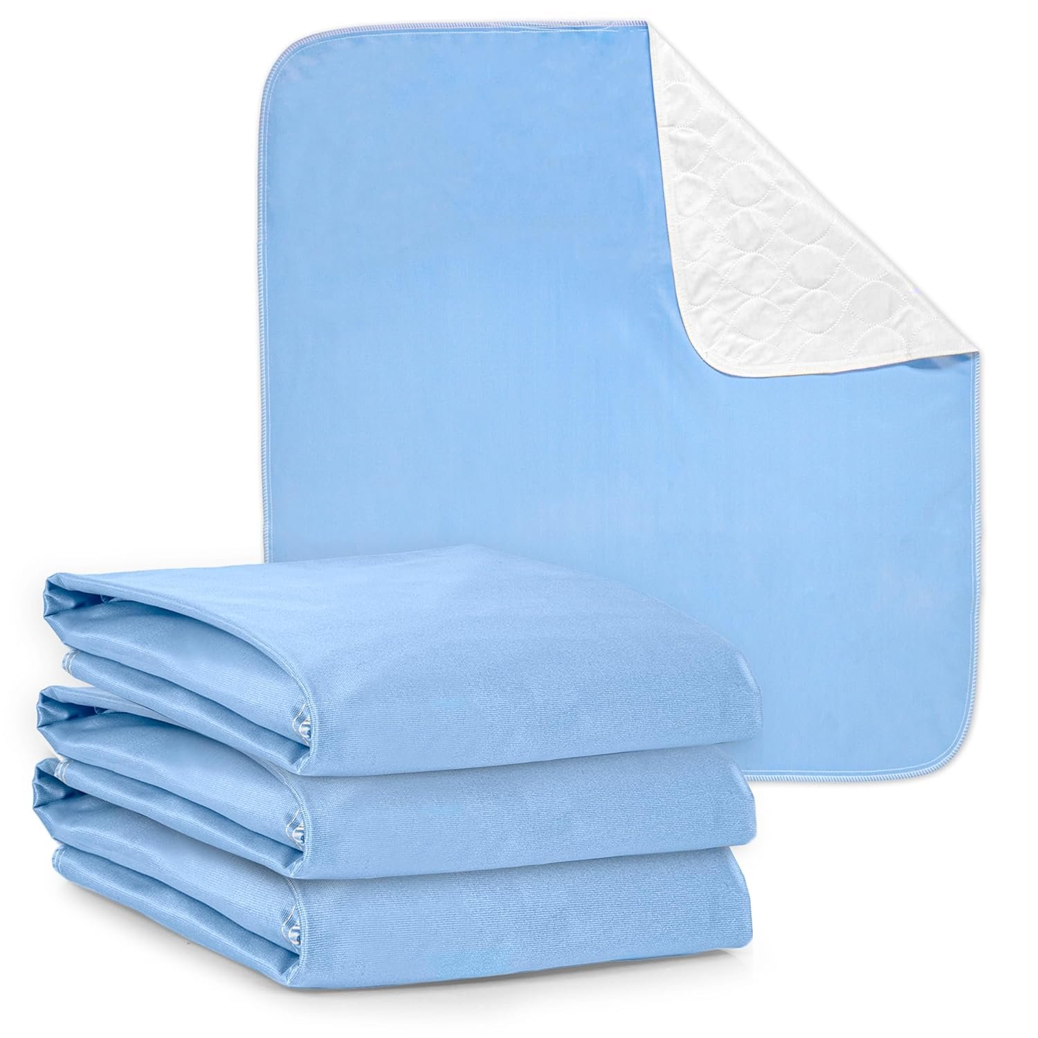 Washable Bed Pads – Reusable Waterproof Mattress Pad for Kids & Adults – Use as Seniors Incontinence Bed Pads, Potty Training, and Pet Pee Pads for Dogs and Cats – Pack of 3 – 17×24