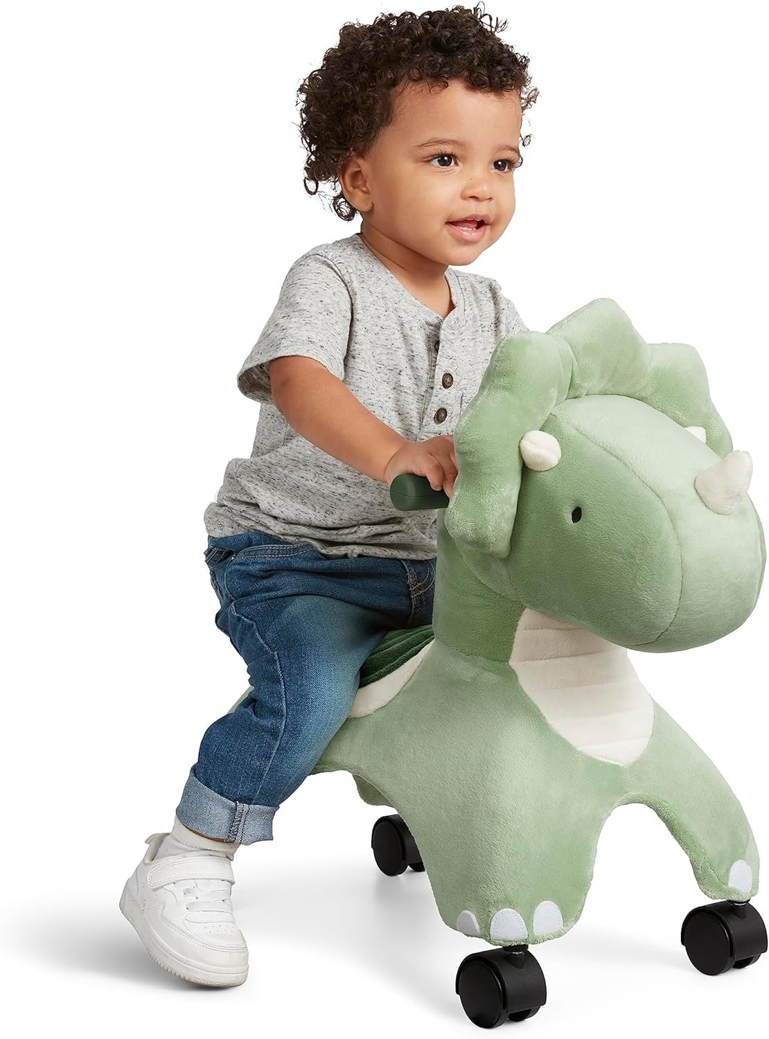 Radio Flyer Dash the Rolling Dinosaur Ride On, Ages 1-3, EZ-Glide 360-degree Wheels, Easy Grip Handles, Soft Plush Face, Ideal for Active and Imaginative Play, Toddler Ride On Toys