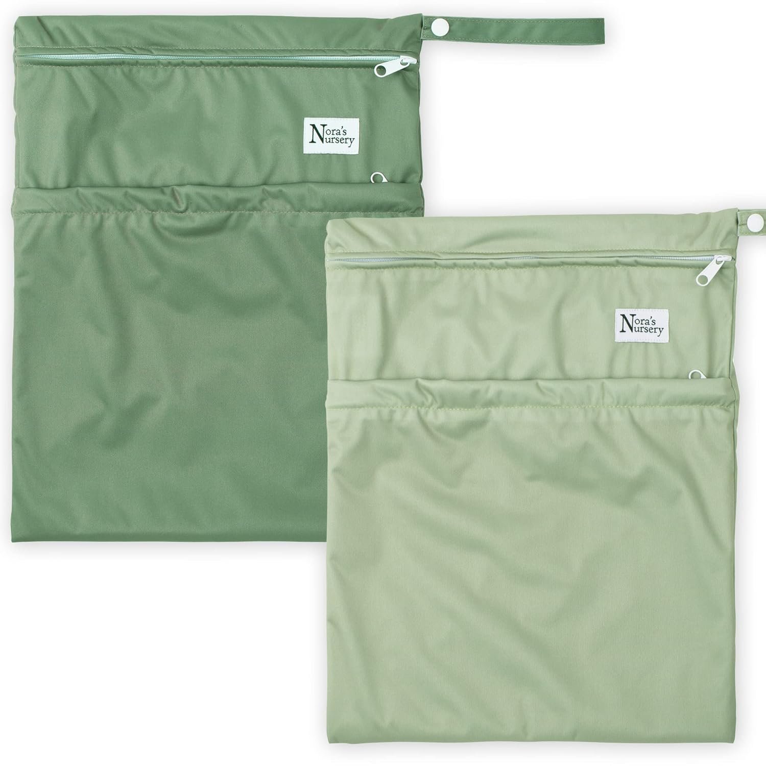 Nora’s Nursery Wet Dry Bags with Two Zippered Pockets – Reusable and Washable for Swimming, Travel, Beach, Pool, Daycare, Cloth Diapers, Toiletries, and Wet Swimsuits – 11×15, Garden, 2-Pack