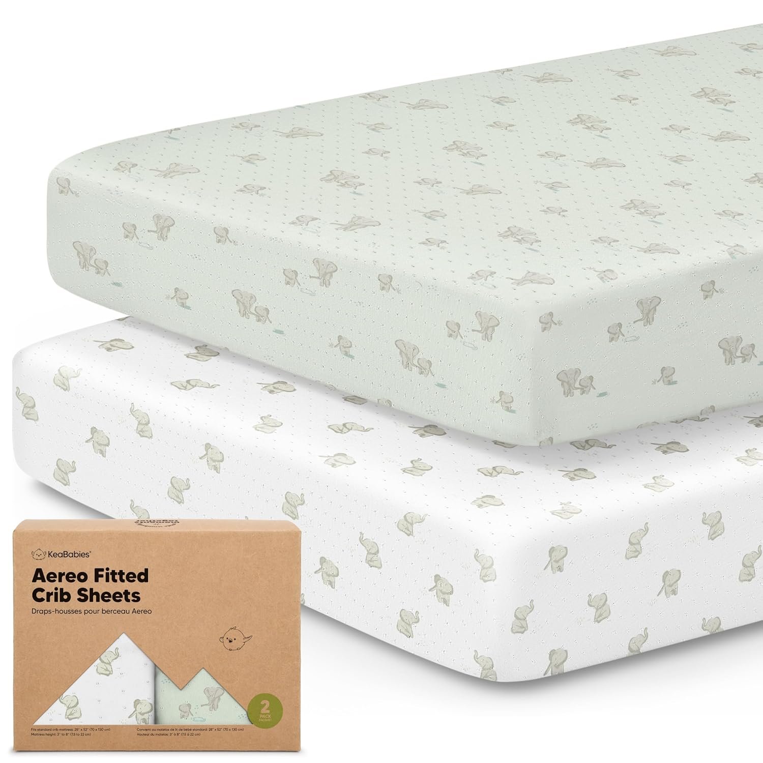 KeaBabies 2-Pack Fitted Crib Sheets for Boys, Girls, Baby – Soft Bamboo Viscose Cotton, 52×28 Standard Crib Mattress Sheets, Toddler Bed Mattress Cover, Gender Neutral, Breathable, Durable (Elly)
