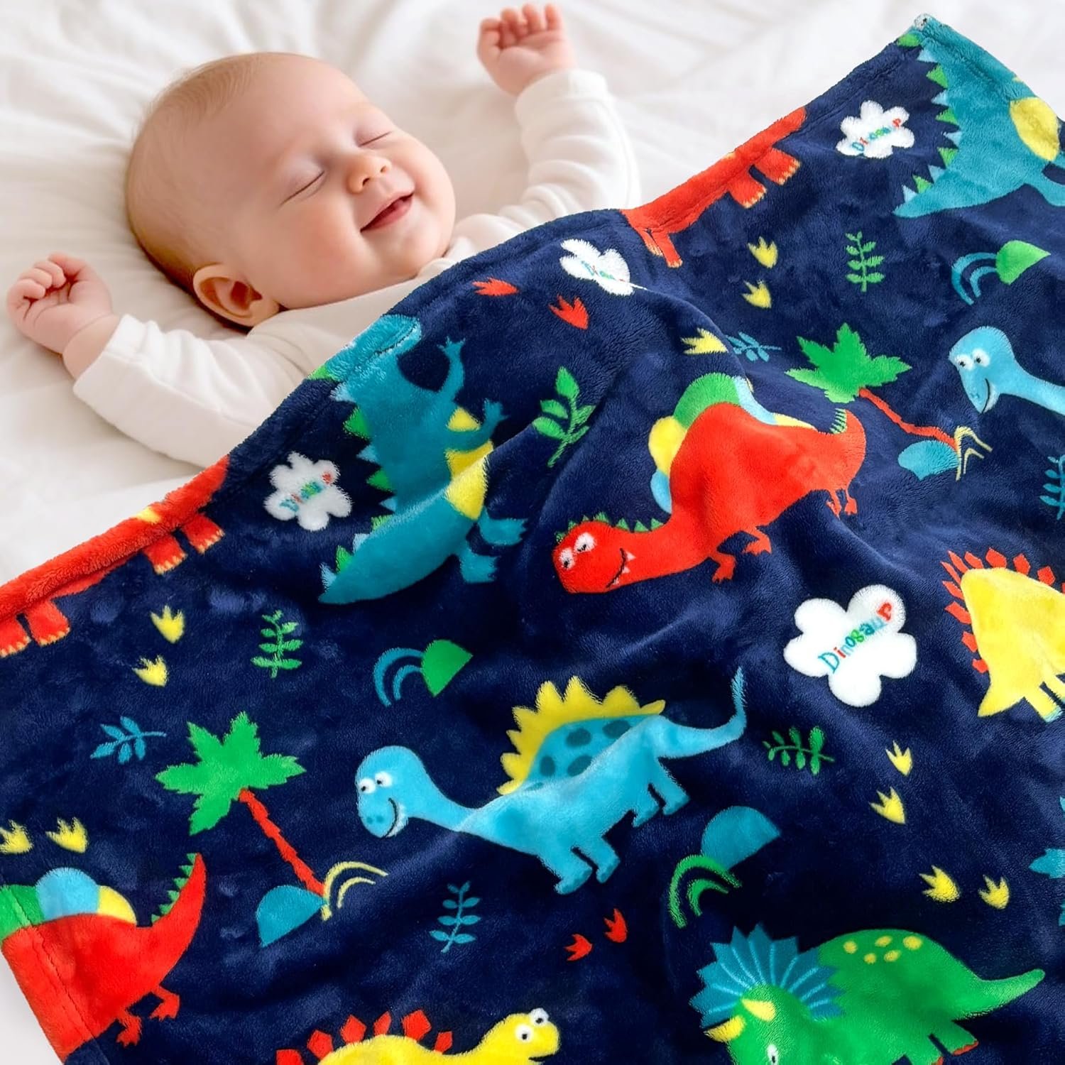 mermaker Toddler Blankets for Boys and Girls, Dinosaurs Blanket for Baby Shower Birthday Gifts, Fluffy Warm Fleece Baby Blanket for Crib Stroller Infant Newborn (30×40 inches)