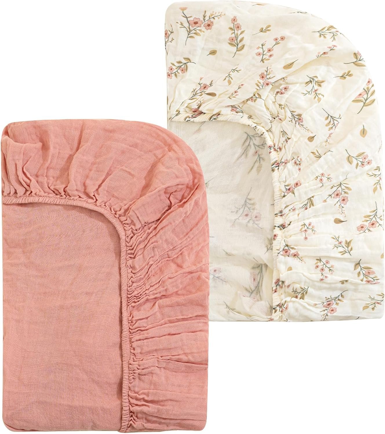 2 Pack Muslin Crib Sheets for Boys Girls 52″x28″, Organic Cotton Fitted Baby Crib Sheet Soft and Breathable for Standard Crib Mattress & Toddler Mattress Bedding Set