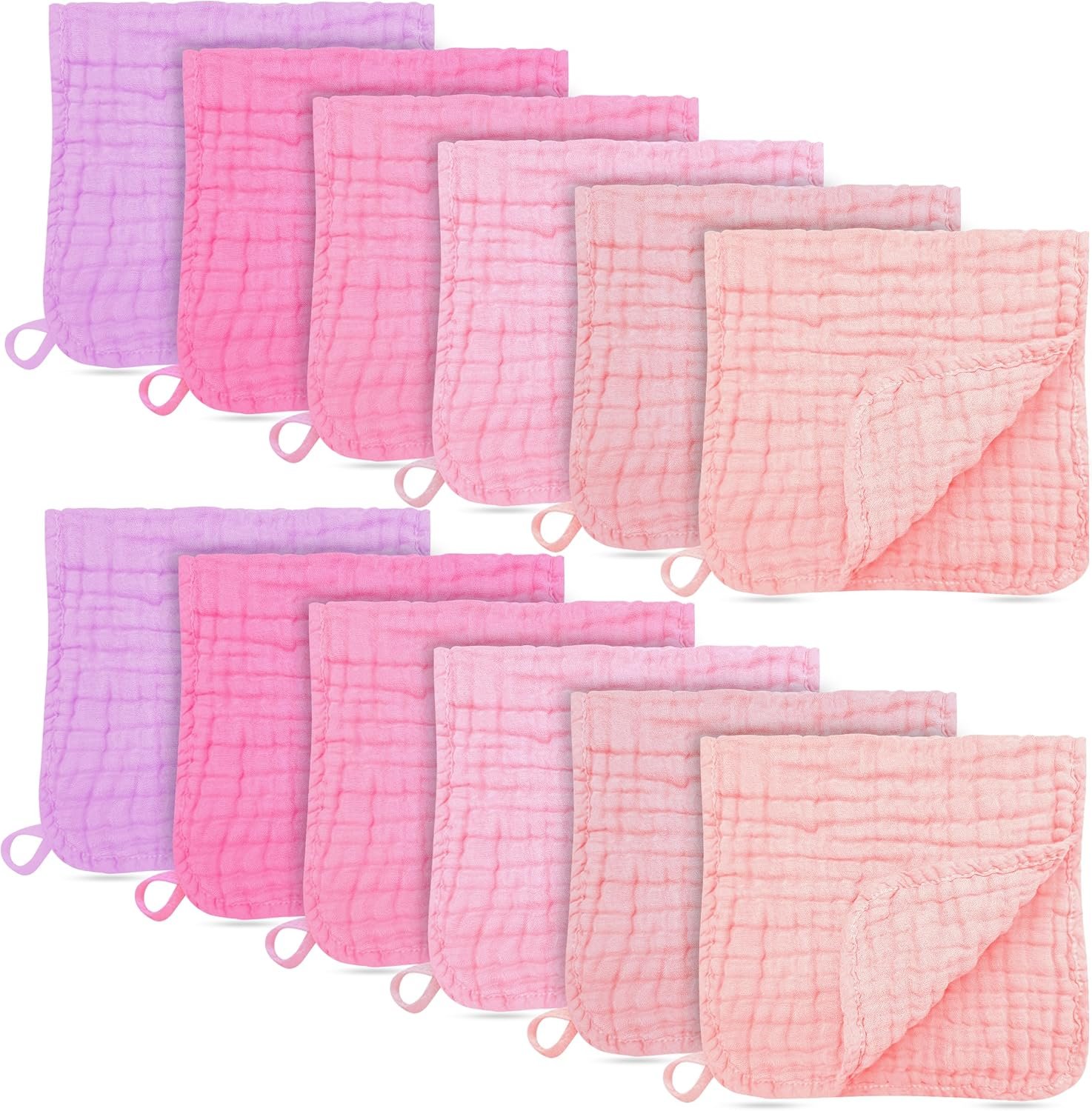12 Pack Muslin Burp Cloths – Large 20″ x 10″, Ultra Absorbent 100% Cotton for Baby Drool and Messes – Soft, Gentle Baby Burp Rag for Boys & Girls -Pink, Purple, Sakura Series