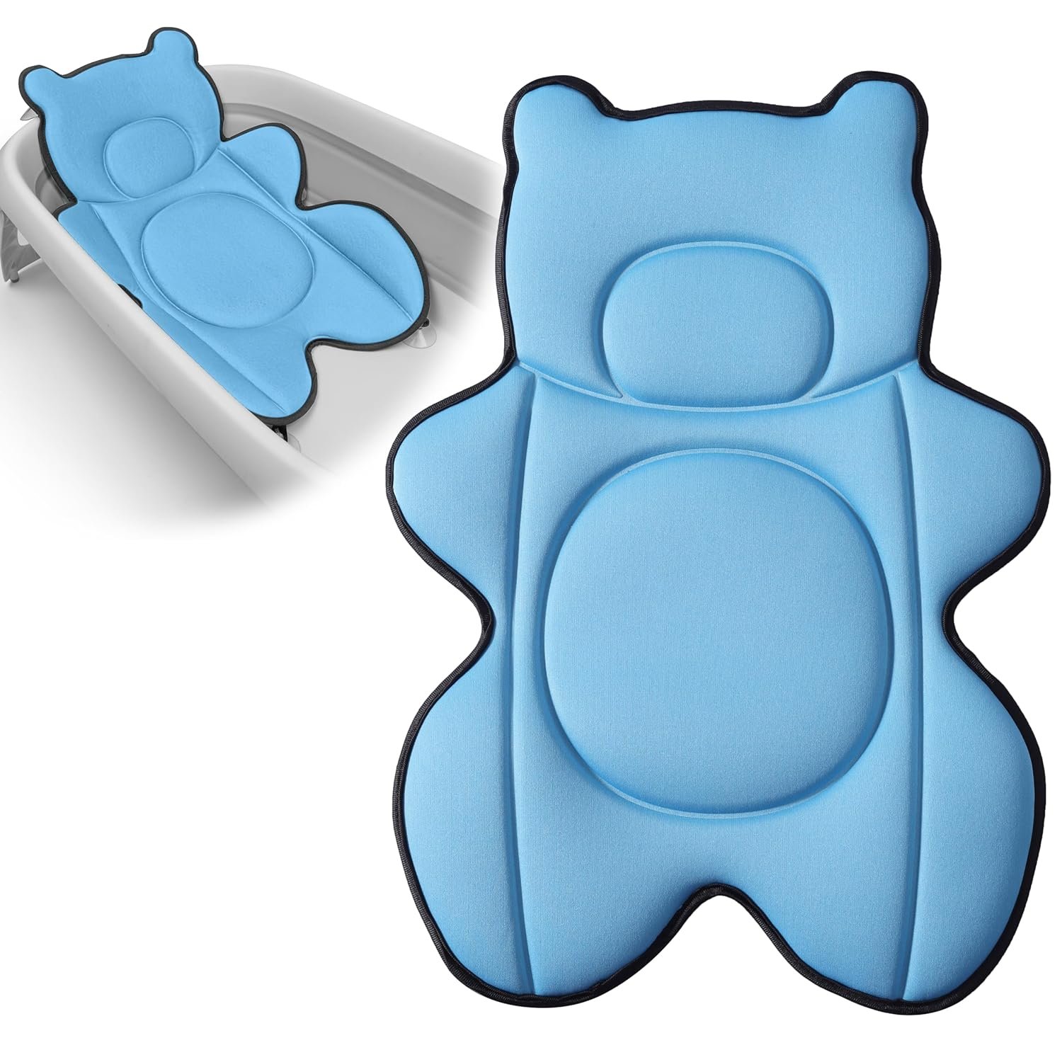 Infant Baby Bath Cushion,Fits Inside Most Baby Bathtubs, Breathable Soft Baby Bath Support Seat,Baby Bath Pad Bath Pillow for Bathtub,Newborn Bath Mat with 4 Suction Cups (Blue)