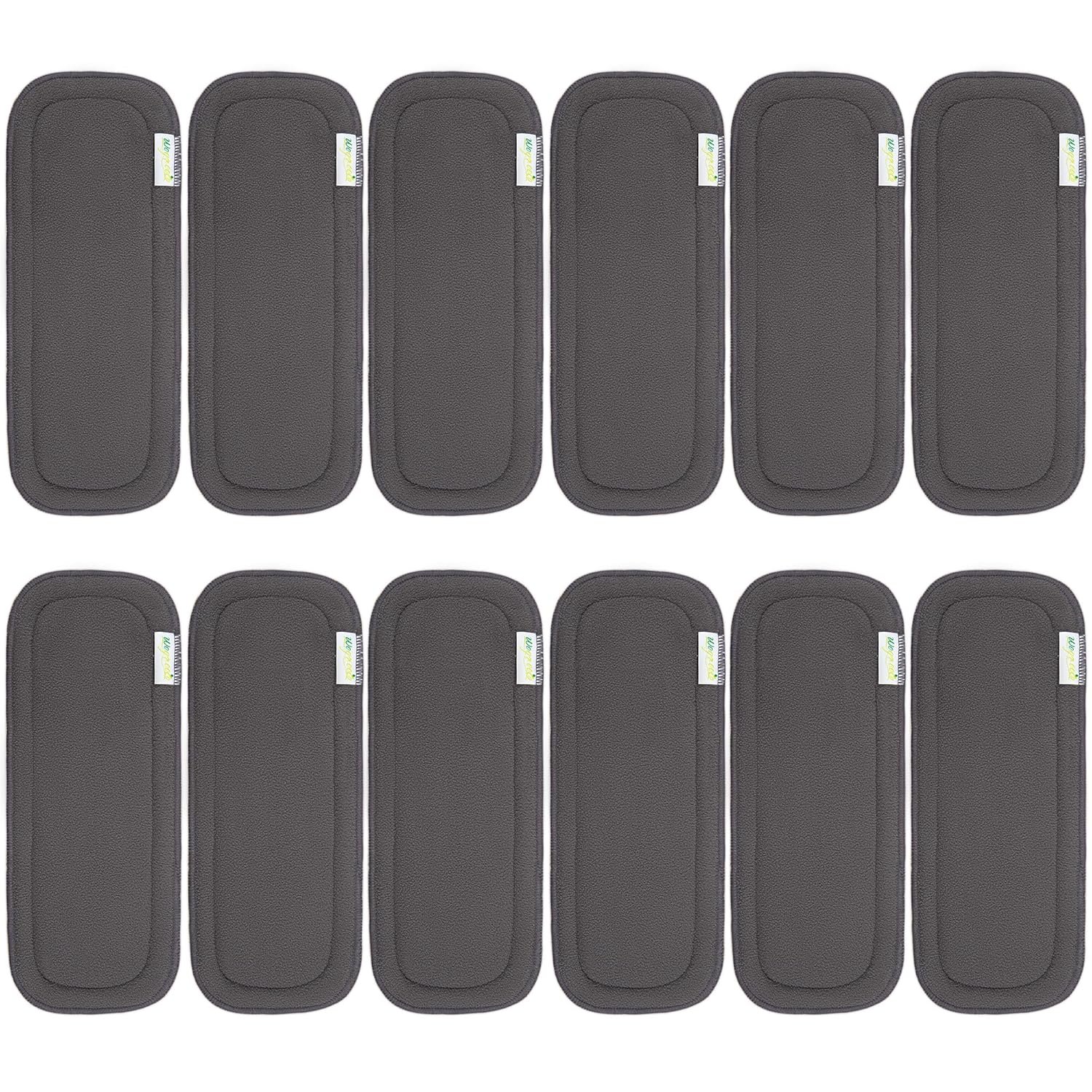 Wegreeco Reusable Soft 5 Layers 12 Pack Charcoal Inserts for Baby Cloth Diaper,High Absorbing Washable Liners