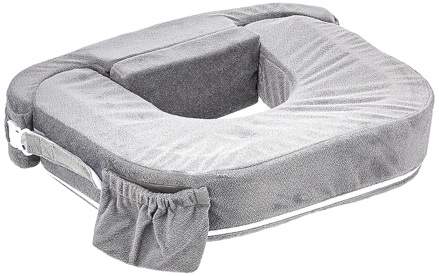 My Brest Friend Twin Nursing Pillow – Enhanced Comfort with Slipcover – Ultimate Ergonomic Support for Breastfeeding- Adjustable Strap and Silent Release Buckle with Handy Side Pocket, Evening Grey