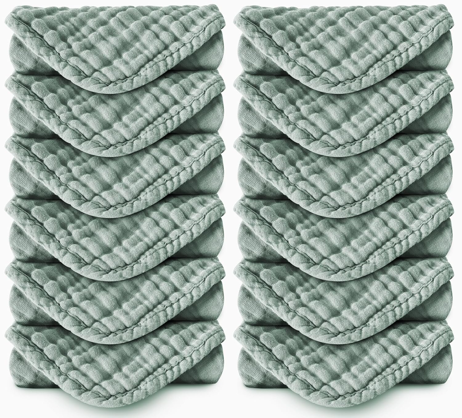 Spotted Play Muslin Burp Cloths 100% Cotton Large 20”x10” Extra Soft and Absorbent Baby Wash Cloths Spit Up Rags – Baby Burping Cloth for Boys Girls Items(12 Pack Green)