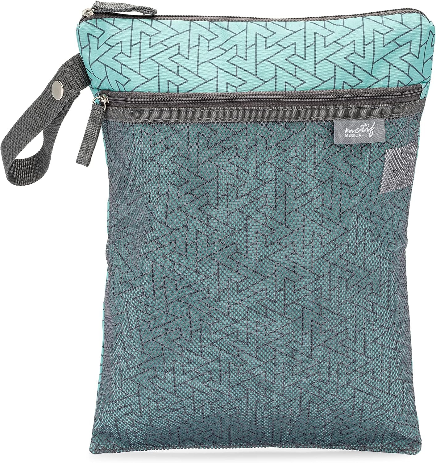 Motif Medical Baby Wet Dry Bag – Double-Compartment Bag for Wet Clothes & Dry Items – Travel Laundry Bags for Moms On-the-Go – Diaper Wet Bag for Pump Parts, Dirty Baby Clothes, Swimsuits (Aqua)