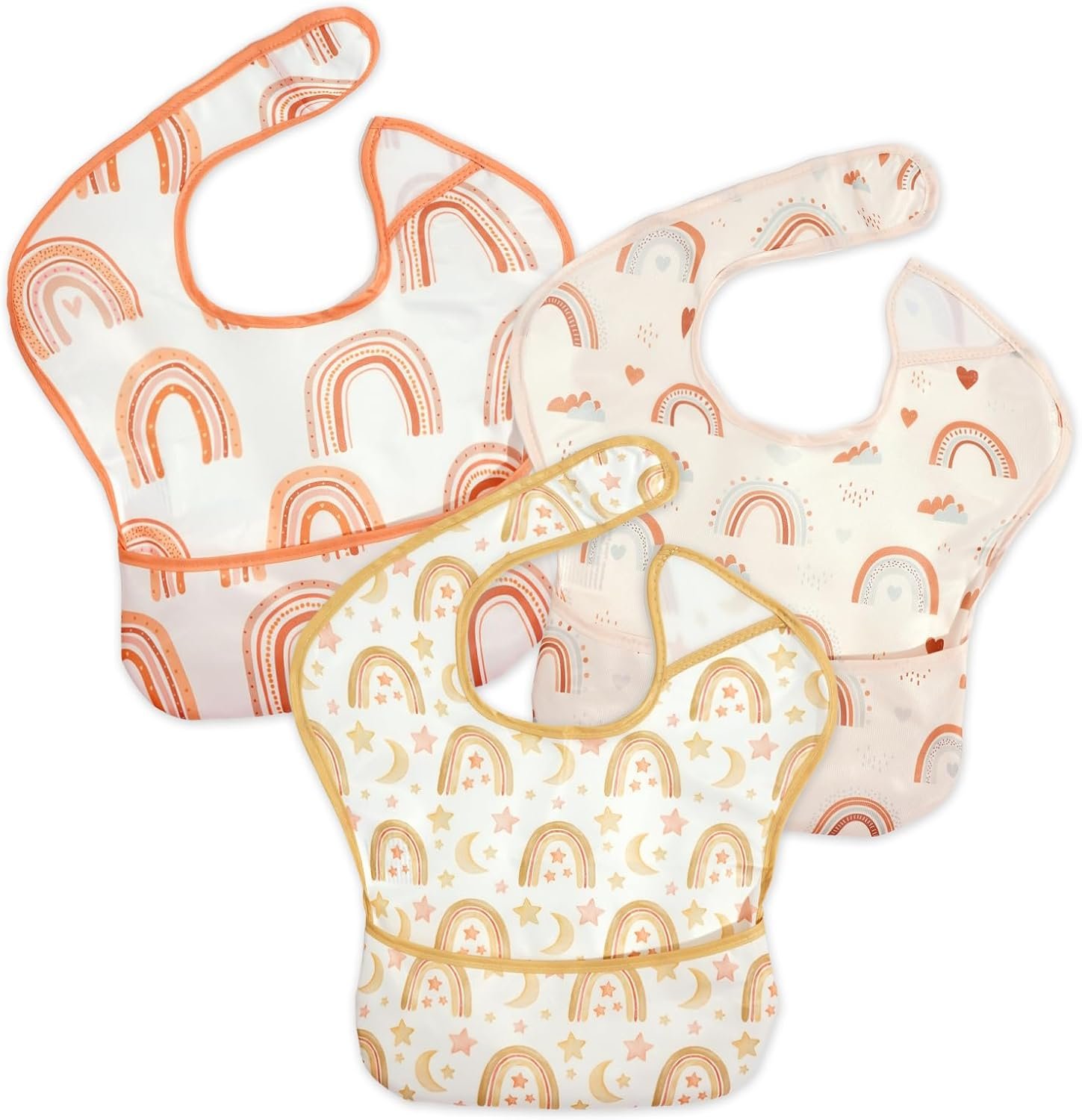 3-Pack Waterproof Baby Bibs for Eating – Lightweight Feeding Bibs, Mess Proof, Baby Essential Must Have for Eating